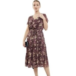 F. Ralph Lauren Dress Size 6 Floral Multicolor Cap Sleeve V Neck. NWT $195